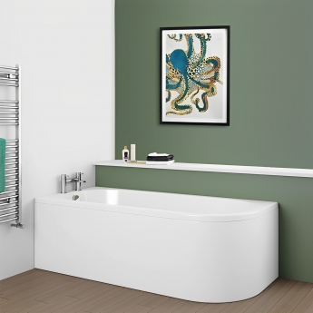 Delphi Jay J-Shaped Corner Bath 1500mm x 750mm Left Handed - 0 Tap Hole