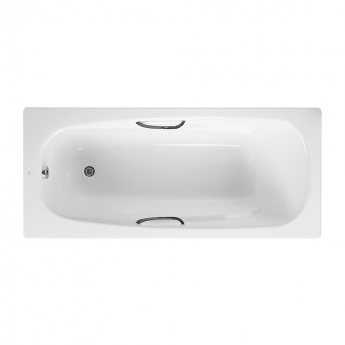 Roca Carla Single Ended Steel Bath with Grip Holes - 1500mm x 700mm - 2 Tap Hole